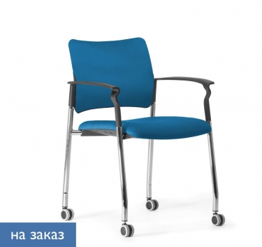 Кресло обитое, на колесах, с подлокотниками Profoffice Pinko UPH cast SLW 58 Arms Голубой Черный Хром