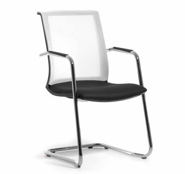Кресло на полозьях Profoffice Skin White Dakota black Черный Белый Хром