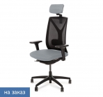 Кресло с подголовником Profoffice DION Mesh Bl 870 1D black Jade9502 headrest Серый Черный