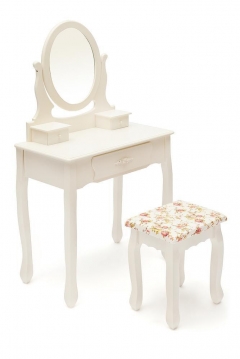 Туалетный столик с зеркалом и табуретом Tetchair Secret De Maison COIFFEUSE mod. HX15-075 дерево павловния, мдф, 70x40x130см / 36x38x44см, butter white слоновая кость