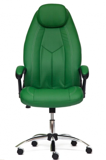Кресло Tetchair BOSS хром кож/зам, зеленый/зеленый перфорированный, 36-001/36-001/06