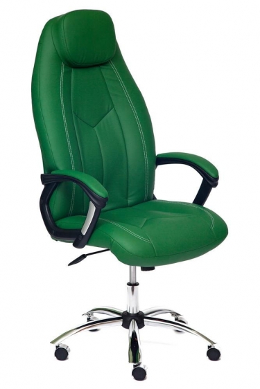 Кресло Tetchair BOSS хром кож/зам, зеленый/зеленый перфорированный, 36-001/36-001/06