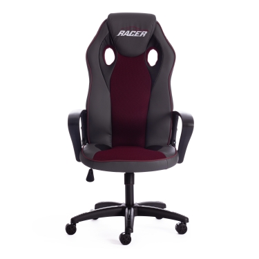 Кресло Tetchair RACER кож/зам/ткань, металлик/бордо, 36/13