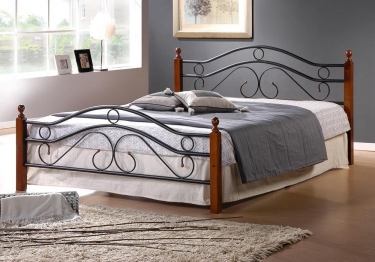 Кровать Tetchair AT-803 дерево гевея/металл, 120200 см middle bed, красный дуб/черный