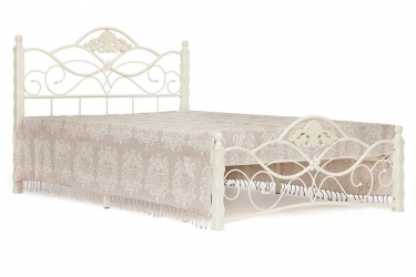 Кровать Tetchair CANZONA дерево гевея/металл, 180200 см King bed, Белый butter white
