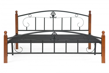 Кровать Tetchair РУМБА AT-203/ RUMBA дерево гевея/металл, 140х200 см double bed, красный дуб/черный