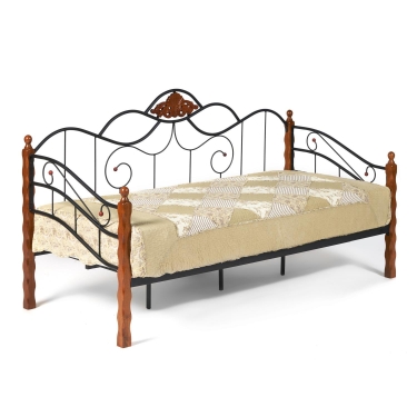 Кровать Tetchair CANZONA Wood slat base дерево гевея/металл, 90200 см Day bed, красный дуб/черный