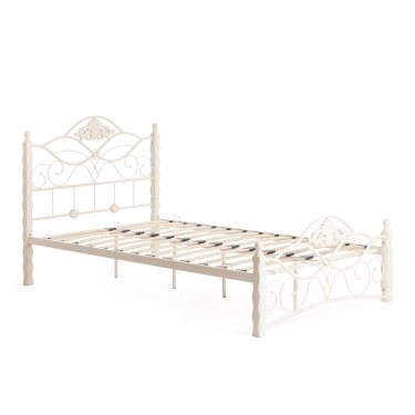 Кровать Tetchair CANZONA Wood slat base дерево гевея/металл, 140200 см Double bed, Белый butter white