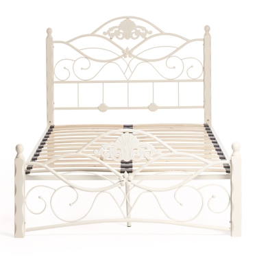 Кровать Tetchair CANZONA Wood slat base дерево гевея/металл, 140200 см Double bed, Белый butter white
