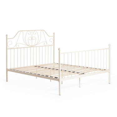 Кровать Tetchair ERIC Wood slat base металл, 160200 см Queen bed, Белый butter white