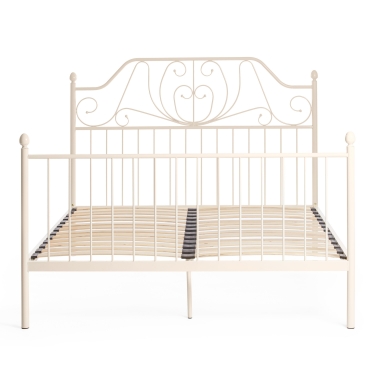 Кровать Tetchair ERIC Wood slat base металл, 160200 см Queen bed, Белый butter white