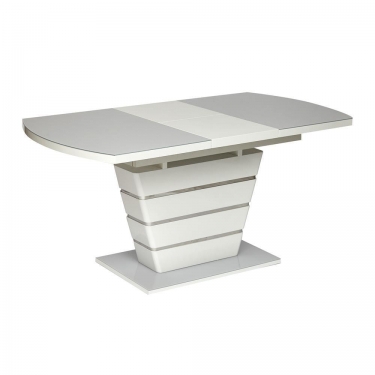 Стол Tetchair SCHNEIDER mod. 0704 мдф high glossy, закаленное стекло, 140/180x80x75см, белый