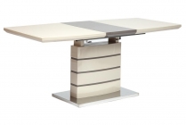 Стол Tetchair WOLF mod. 8053-2 мдф high gloss, закаленное стекло, 120/160x80x76см, слоновая кость/латте