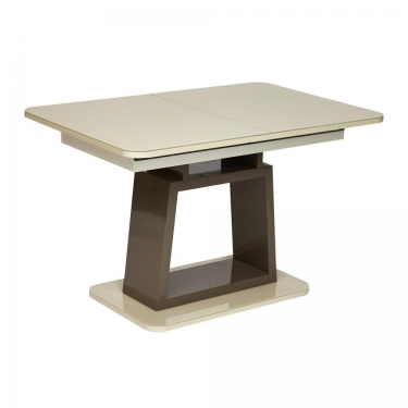 Стол Tetchair BRUGGE mod.EDT-VE001 мдф high glossy, закаленное стекло, 120/150х80х75см, слоновая кость/латте