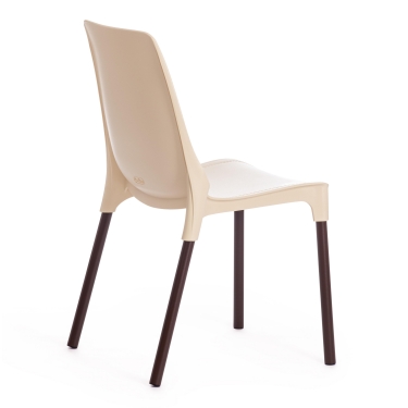 Стул Tetchair GENIUS mod 75 металл/пластик, 46x56x84cм, бежевый/коричневые ножки