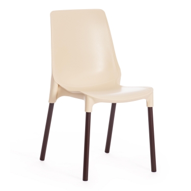 Стул Tetchair GENIUS mod 75 металл/пластик, 46x56x84cм, бежевый/коричневые ножки