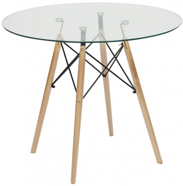 Стол Tetchair CINDY GLASS mod.80GLASS металл/стекло, D80х75см, прозрачный