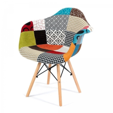 Кресло Tetchair CINDY SOFT EAMES mod. 101 дерево бук/металл/мягкое сиденье/ткань, 65 х 62 х 80 см, мультицвет