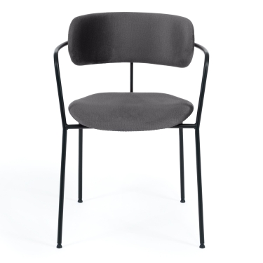 Стул Tetchair VAN HALLEN mod. 2433S ткань/металл, 54,5х53,5/76 см, высота до сиденья 46 см, серый/черный