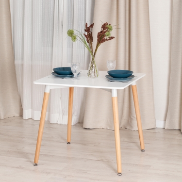Стол Tetchair JOHN mod. T1003 МДФ/дерево, 80 х 80 х 75 см , White Белый / Natural натуральный