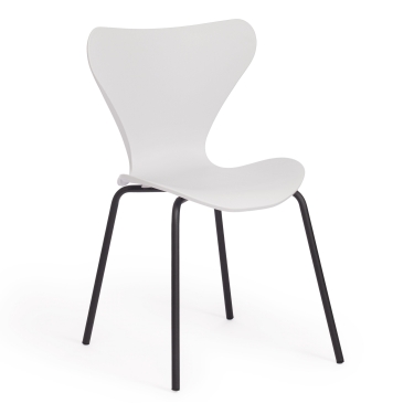 Стул Tetchair Jacobsen mod DC 102 пластик/металл, 50 х 46 х 82 см , белый 018/черный