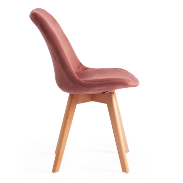 Стул Tetchair TULIP SOFT mod. 74 вельвет/дерево , 54 х 47 х 83 см , коралловый HLR 44/натуральный