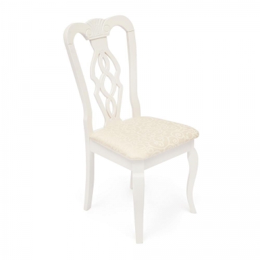 Стул Tetchair Афродита/ Aphrodite дерево гевея, 46х54х99см, Ivory white, ткань кремовая с рисунком 3321