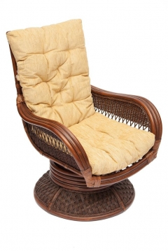 Кресло-качалка Tetchair ANDREA Relax Medium /с подушкой/ Pecan Washed античн. орех, Ткань рубчик, цвет кремовый