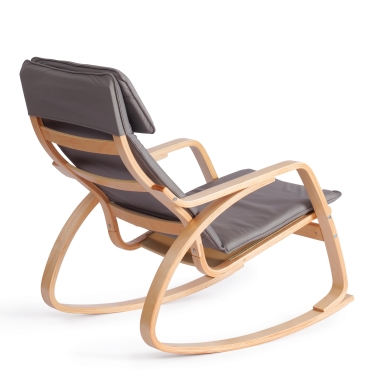 Кресло-качалка Tetchair mod. AX3005 дерево береза, ткань полиэстер/хлопок, 61х94,5х104 см, дерево натуральный 1/ ткань светло-серая 2