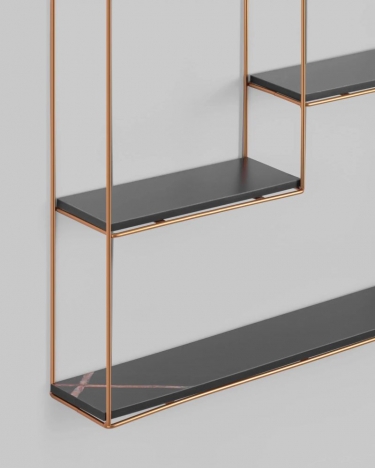 Полка Stool Group Square золотая Черный мрамор