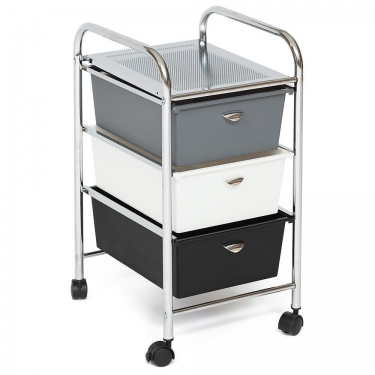 Тумба c 3 ящиками для хранения Tetchair NY-3296-3 металл/пластик, 39х33х59,5см, хром, черный/белый