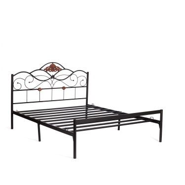 Кровать Tetchair Federica mod. AT-881 дерево гевея/металл, 160200 см Queen bed, красный дуб/черный