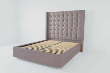 Мягкая интерьерная кровать "Венеция Люкс" с ортопедическими латами металл Материал фасада Велюр Спальное место 2000х2000 мм Цвет фасада