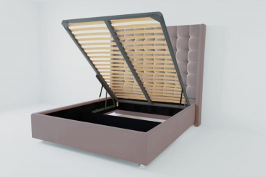 Мягкая интерьерная кровать "Венеция Люкс" с подъемным механизмом Материал фасада Велюр Спальное место 800х2000 мм Цвет фасада Темно серый
