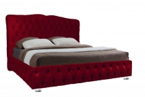 Мягкая интерьерная кровать Нягань с ортопедическими латами металл Материал фасада Велюр Спальное место 1400х2000 мм Цвет фасада Бордо