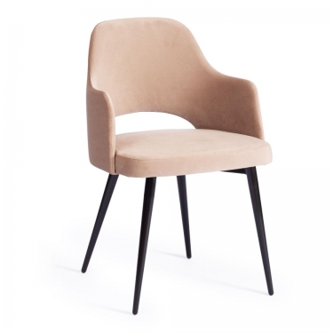 Кресло Tetchair VALKYRIA 2 mod. 718 / 1 шт. в упаковке ткань/металл, 55х55х80 см, высота до сиденья 48 см, бежевый barkhat 5/черный