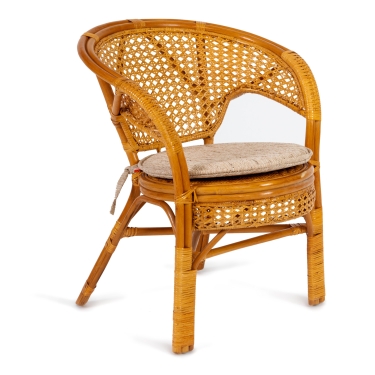 Комплект Tetchair PELANGI 02/15 стол со стеклом + 4 кресла без подушек ротанг, кресло 65х65х77см, стол диаметр 64х61см, Honey мед