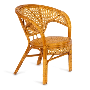 Комплект Tetchair PELANGI 02/15 стол со стеклом + 4 кресла без подушек ротанг, кресло 65х65х77см, стол диаметр 64х61см, Honey мед