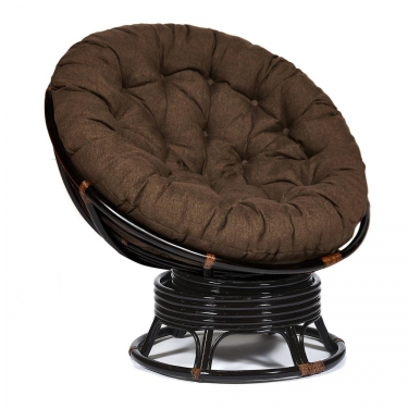 Кресло-качалка Tetchair PAPASAN/ПАПАСАН w 23/01 B /с подушкой/ 115х78х104 см, Antique brown античный черно-коричневый, ткань Коричневый, 3М7-147