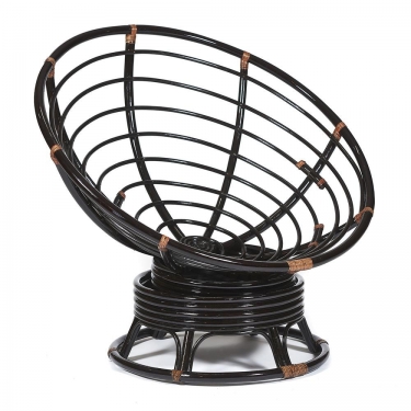 Кресло-качалка Tetchair PAPASAN/ПАПАСАН w 23/01 B /с подушкой/ 115х78х104 см, Antique brown античный черно-коричневый, ткань Оранжевый, С 23