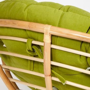 Кресло Tetchair PAPASAN ECO/ПАПАСАН ЭКО P115-1/SP STD /c подушкой, ремешками/ диаметр подушки 125 см, 115x101x92 см, Natural натуральный, флок Олива, 23