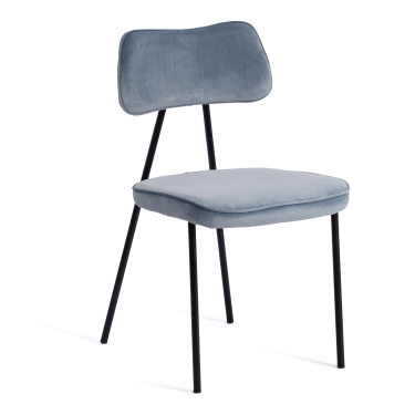 Стул Tetchair SILVIA mod. 0139124 / 1 шт. в упаковке металл/вельвет, 46,5х59х82,5 см, голубой S108 SILVER BLUE 74/черный