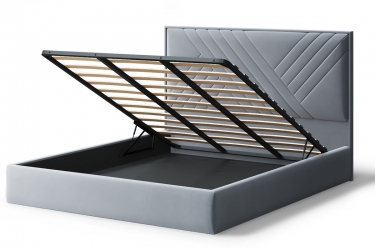 Кровать Можгинский лесокомбинат МИРА 20001600мм без опор, велюр NEO 25 серый, б/основания, б/матраса