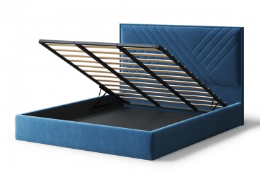 Кровать Можгинский лесокомбинат МИРА 20001600мм без опор, велюр Бренди лайт 08 синий, б/основания, б/матраса