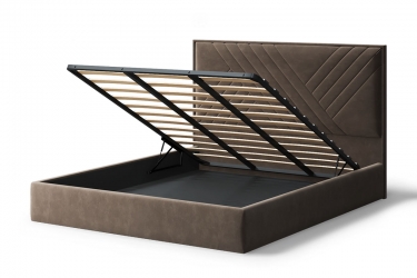 Кровать Можгинский лесокомбинат МИРА 20001800мм без опор, велюр Бренди лайт 29 коричневый, б/основания, б/матраса