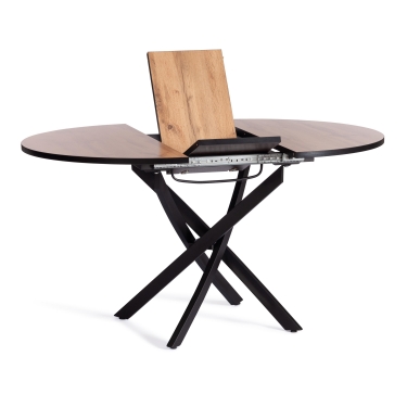 Стол Tetchair MANZANA ЛДСП/HPL/металл, 100 х 100+30 х 75 см, Дуб Вотан/черный