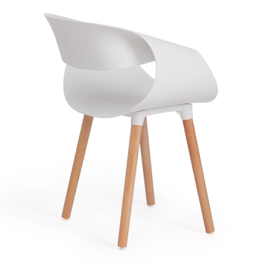 Стул Tetchair QXX mod. C1058-1 пластик/дерево, 60 х 53 х 81 см, White Белый 70029/ натуральный