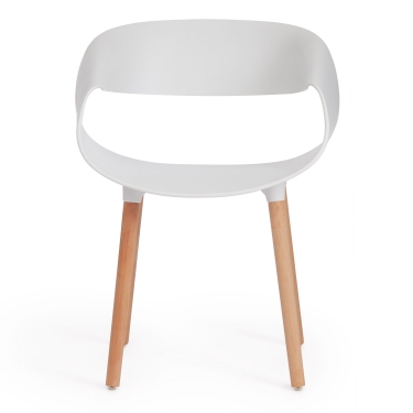 Стул Tetchair QXX mod. C1058-1 пластик/дерево, 60 х 53 х 81 см, White Белый 70029/ натуральный