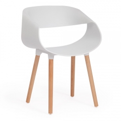 Стул Tetchair QXX mod. C1058-1 пластик/дерево, 60 х 53 х 81 см, White Белый 70029/ натуральный