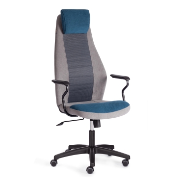 Кресло Tetchair AVIATOR флок, ткань , синий/серый/серый, 32/29/W2-1